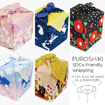 アート風呂敷「雪椿になるアート風呂敷」/ camellias & night snowの画像
