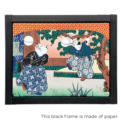 アートフレームハンカチ「歌川国芳/猫の曲まり団扇」/Art Frame Handkerchief Utagawa Kuniyoshi / Cat Playing with a Temari Fanの画像