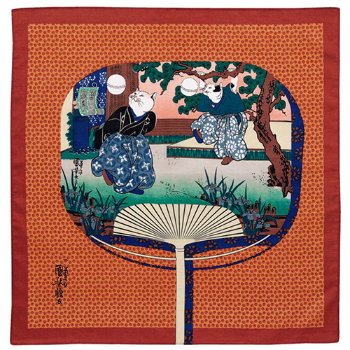 アートフレームハンカチ「歌川国芳/猫の曲まり団扇」/Art Frame Handkerchief Utagawa Kuniyoshi / Cat Playing with a Temari Fanの画像