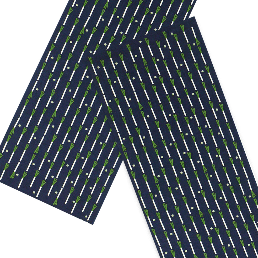 おしゃれでかわいい柄のてぬぐい / Whimsical Tenugui :「白ネギ縞」/ White Leek Motifの画像