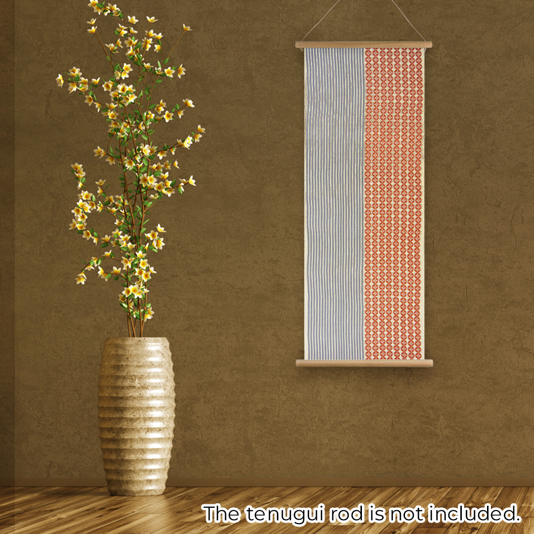 かわいい日本柄のてぬぐい / Kawaii Pop Tenugui : 七宝花と縞」/ Shippo & Stripe Patternの画像