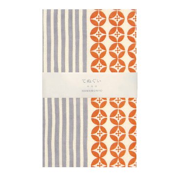 かわいい日本柄のてぬぐい / Kawaii Pop Tenugui : 七宝花と縞」/ Shippo & Stripe Patternの画像