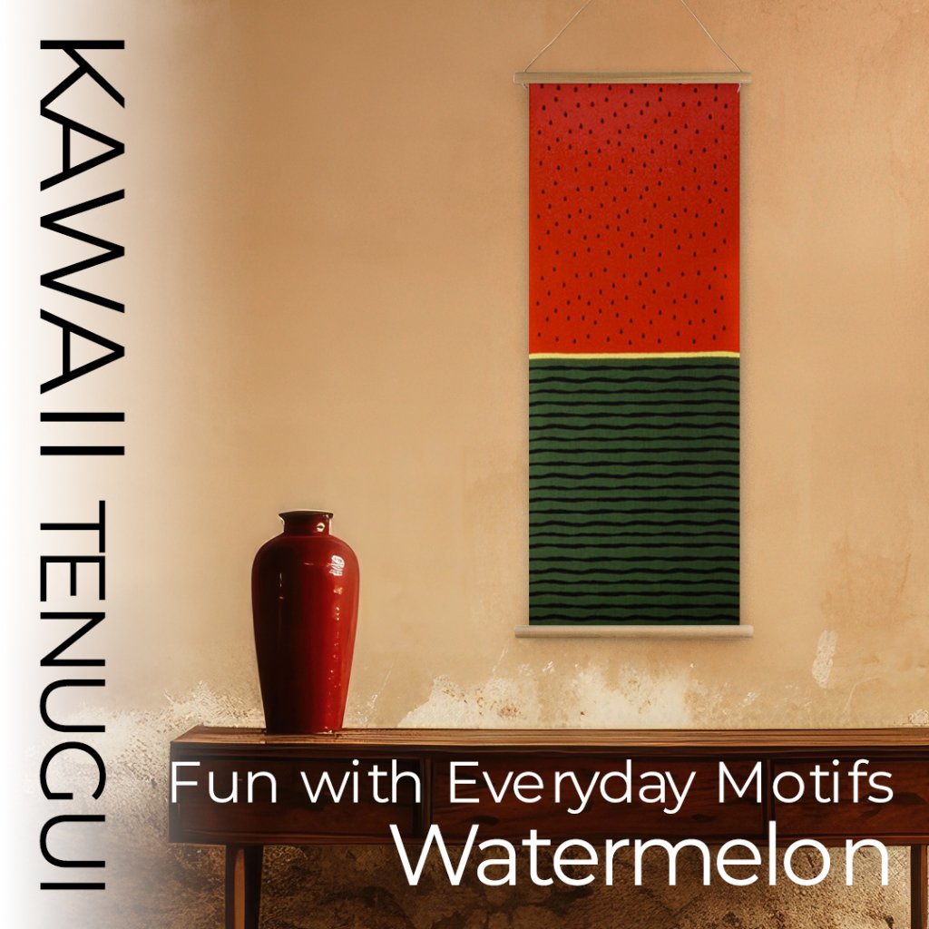 おしゃれでかわいい柄のてぬぐい / Whimsical Tenugui :「染分スイカ」/ Zoomed-In Watermelon Motifの画像