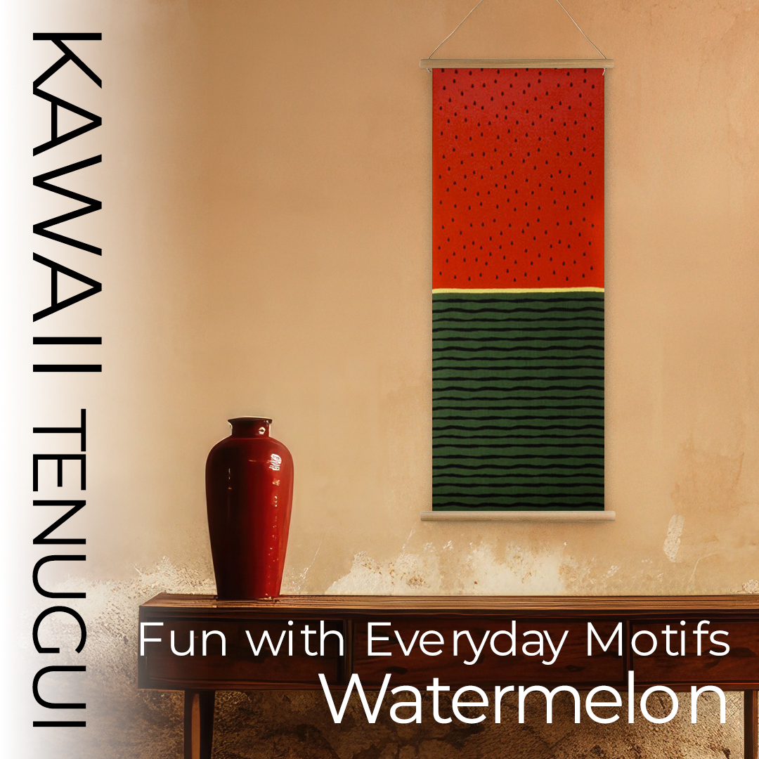 おしゃれでかわいい柄のてぬぐい / Whimsical Tenugui :「染分スイカ」/ Zoomed-In Watermelon Motifの画像