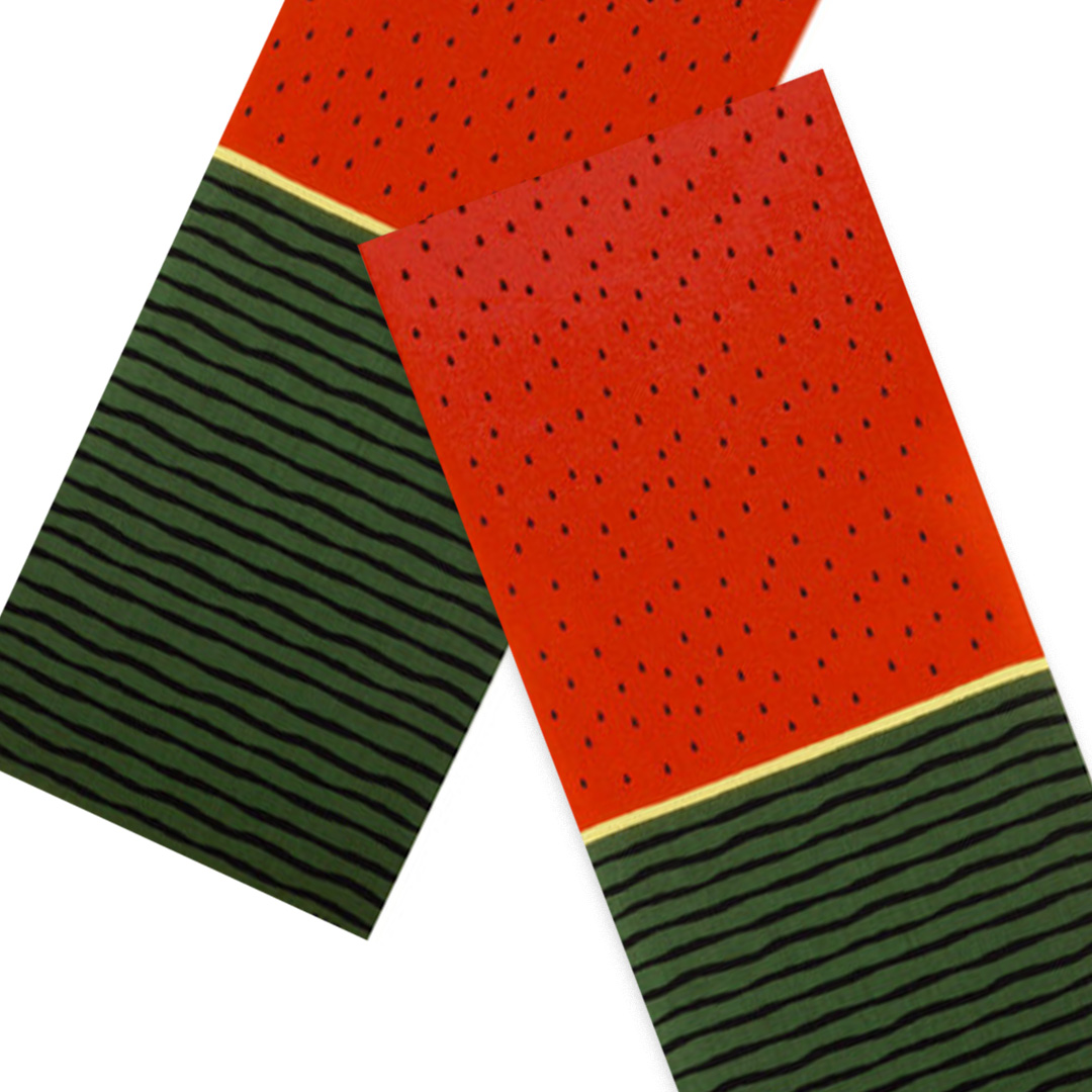 おしゃれでかわいい柄のてぬぐい / Whimsical Tenugui :「染分スイカ」/ Zoomed-In Watermelon Motifの画像