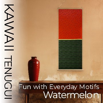 おしゃれでかわいい柄のてぬぐい / Whimsical Tenugui :「染分スイカ」/ Zoomed-In Watermelon Motifの画像