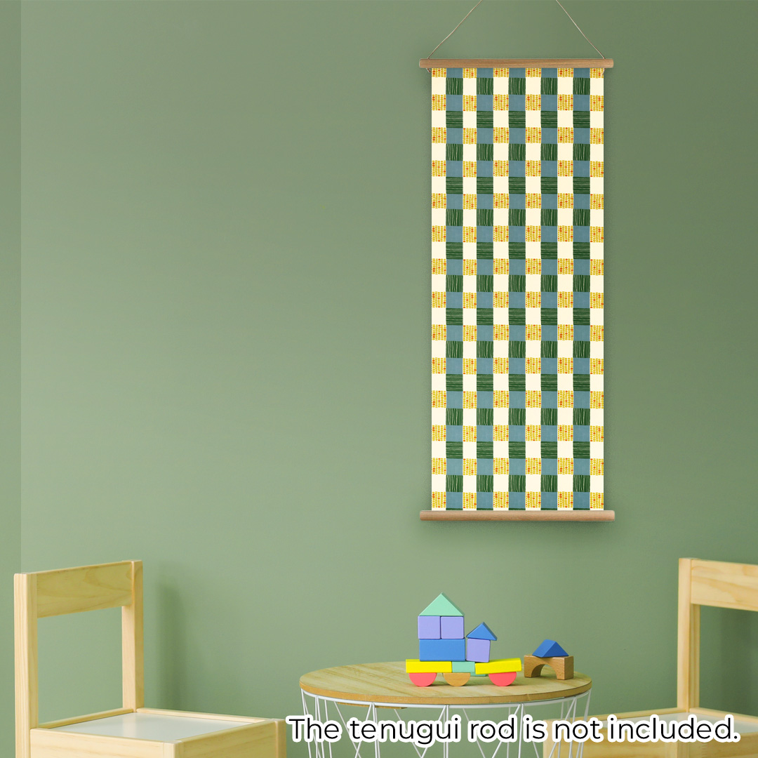  おしゃれでかわいい柄のてぬぐい / Whimsical Tenugui : もろこし市松」/ Ichimatsu Corn Patternの画像