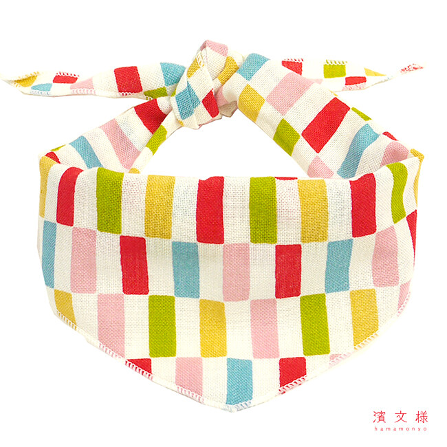 ペット用バンダナ「姫市松」/Dog & Cat Bandana:Colorful Ichimatsu Patternの画像