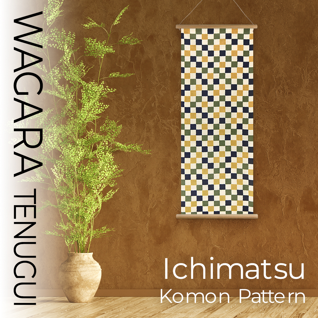 かわいい日本柄のてぬぐい / Kawaii Pop Tenugui : 市松小紋」/ Ichimatsu Komon Patternの画像