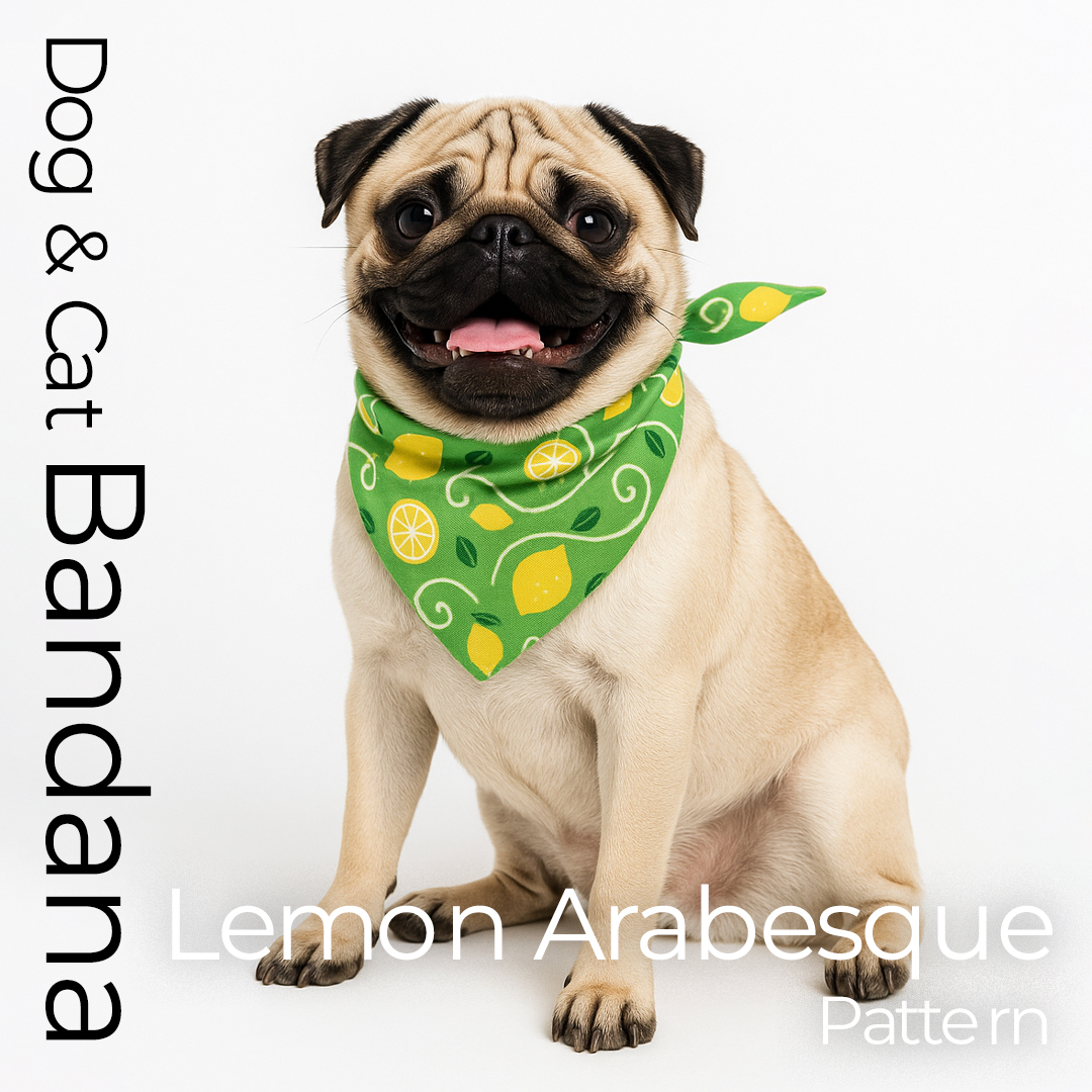 ペット用バンダナ「レモン唐草」/Dog & Cat Bandana:Lemon Arabesque Patternの画像
