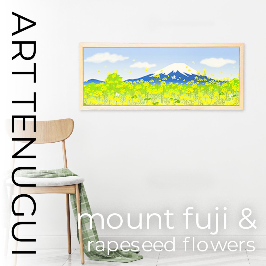 絵てぬぐい「富士山と菜の花春景色」/ Tenugui: Mt. Fuji and Rapeseed Flower Spring Sceneryの画像