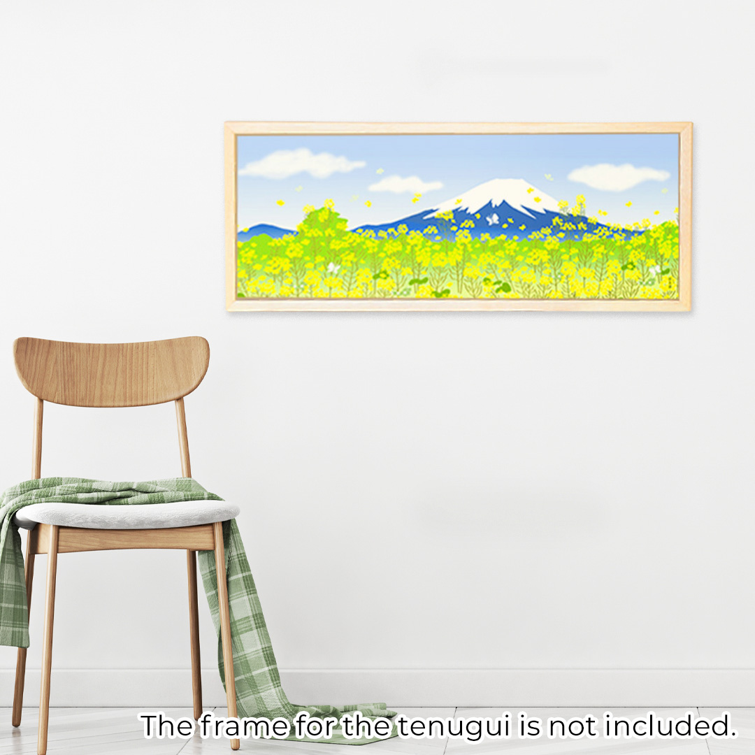 絵てぬぐい「富士山と菜の花春景色」/ Tenugui: Mt. Fuji and Rapeseed Flower Spring Sceneryの画像
