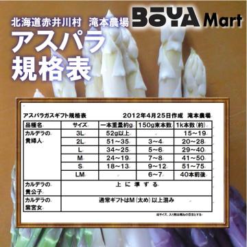 【申込期間７月３日まで】有機JASホワイトアスパラガス「カルデラの貴婦人」 サイズL １ｋｇ　【送料込み】【有機栽培/北海道/滝本農場】の画像