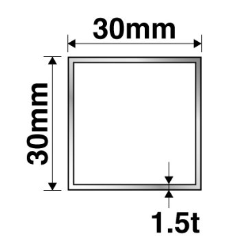 【溶接完成品】1.5t×30mm角 生地アルミ枠 1000×1000mm 中枠付きの画像