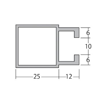 リブ付き角パイプ ALユニット25 4mの画像