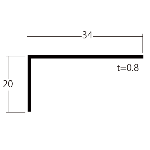 薄物アングル L0.8×20×34×3.64m(ブラック) の画像