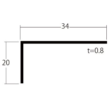 薄物アングル L0.8×20×34×3.64m(ブラック) の画像