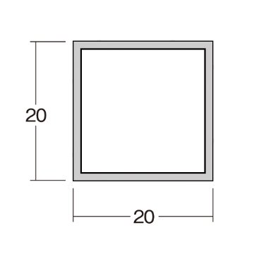 1.5t×20mm角アルミ角パイプ(生地) バラ売り 4mの画像
