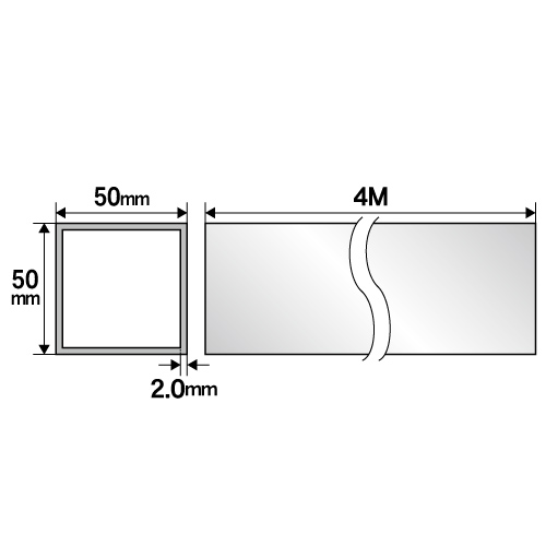 2t×50mm角アルミ角パイプ(ブロンズ) バラ売り 4mの画像