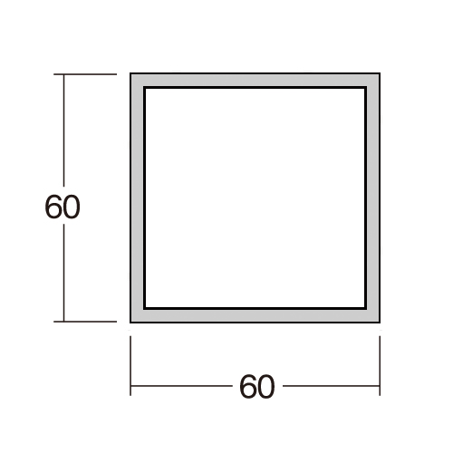 2t×60mm角アルミ角パイプ(ホワイト) 4mの画像