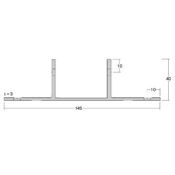 60mm角アルミ角パイプ用T型ブラケット（中間補強金具）の画像