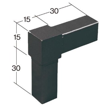 15PJ-1B 15mm角用アルミコネクター(ブラック)の画像