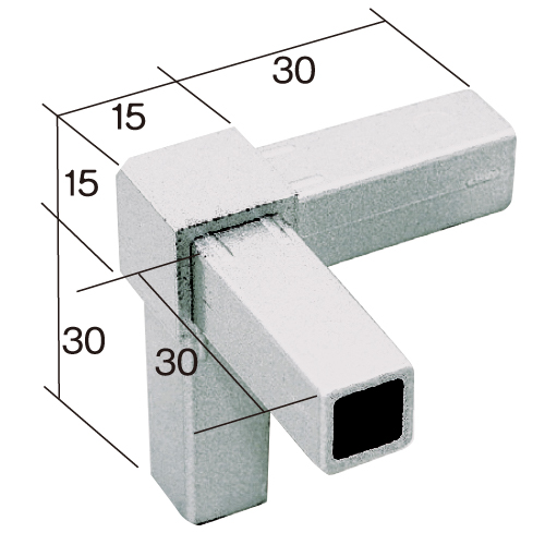 15PJ-3W 15mm角用アルミコネクター(ホワイト)の画像