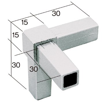 15PJ-3W 15mm角用アルミコネクター(ホワイト)の画像
