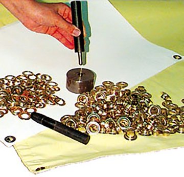 【在庫限り】ハトメ〜る 口径9Øセット(ハトメ1000ケ/穴開けポンチ/打ち器/打ち台)の画像