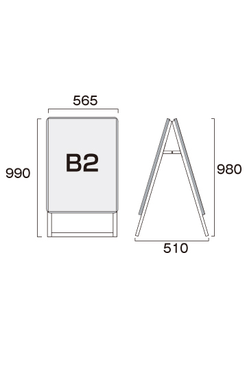 ポスターグリップスタンド看板(屋内用)　B2両面シルバーの画像