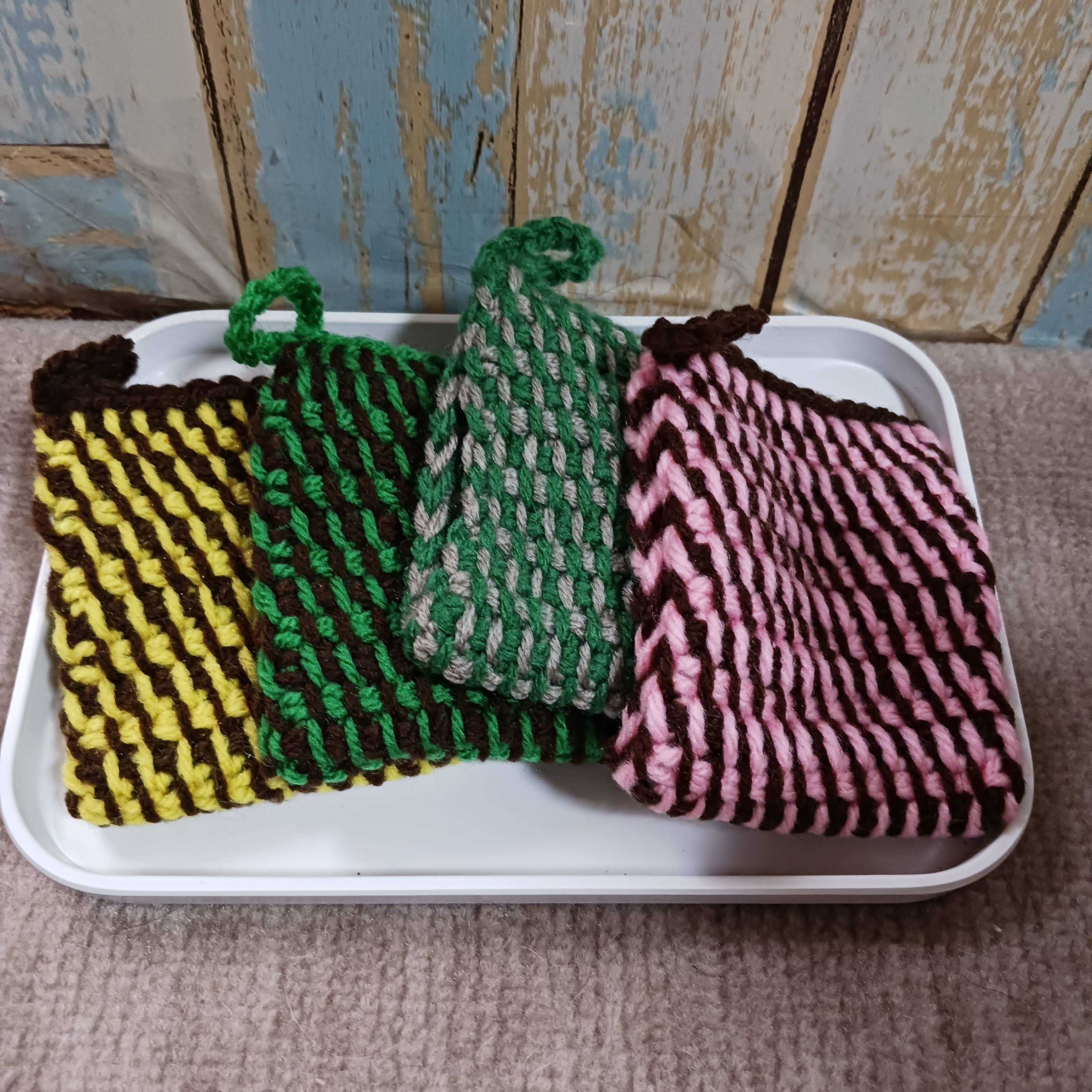 【受注制作】アフガン編みアクリルたわしの画像