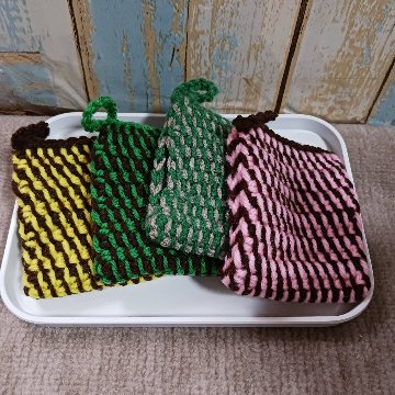 【受注制作】アフガン編みアクリルたわしの画像