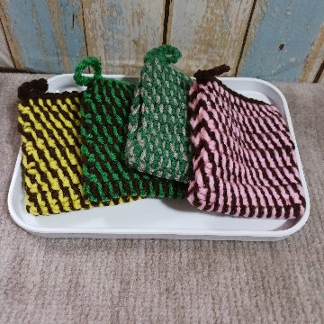 【受注制作】アフガン編みアクリルたわしの画像