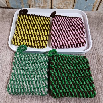 【受注制作】アフガン編みアクリルたわしの画像