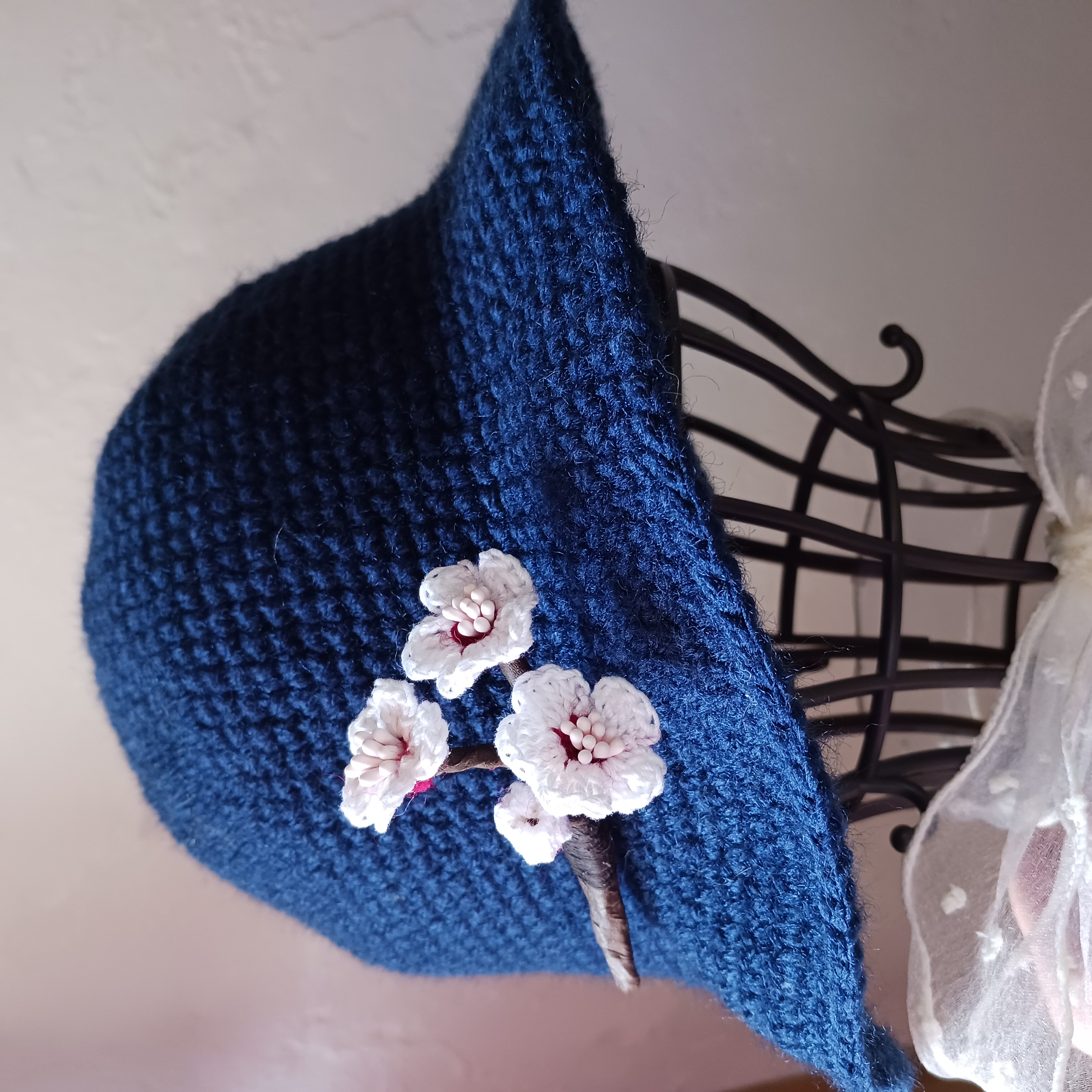 【受注制作】シンプルハット ハンドメイド かぎ針編み　紺色の画像