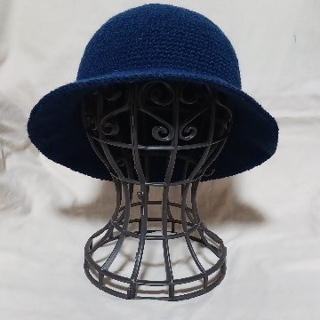【受注制作】シンプルハット ハンドメイド かぎ針編み　紺色の画像