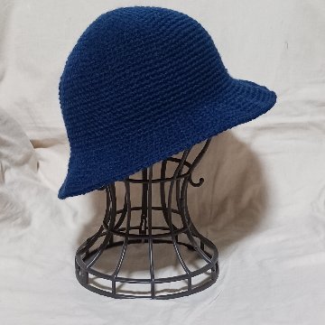 【受注制作】シンプルハット ハンドメイド かぎ針編み　紺色の画像