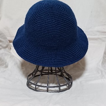 【受注制作】シンプルハット ハンドメイド かぎ針編み　紺色の画像