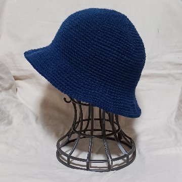 【受注制作】シンプルハット ハンドメイド かぎ針編み　紺色の画像
