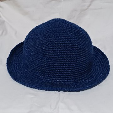 【受注制作】シンプルハット ハンドメイド かぎ針編み　紺色の画像