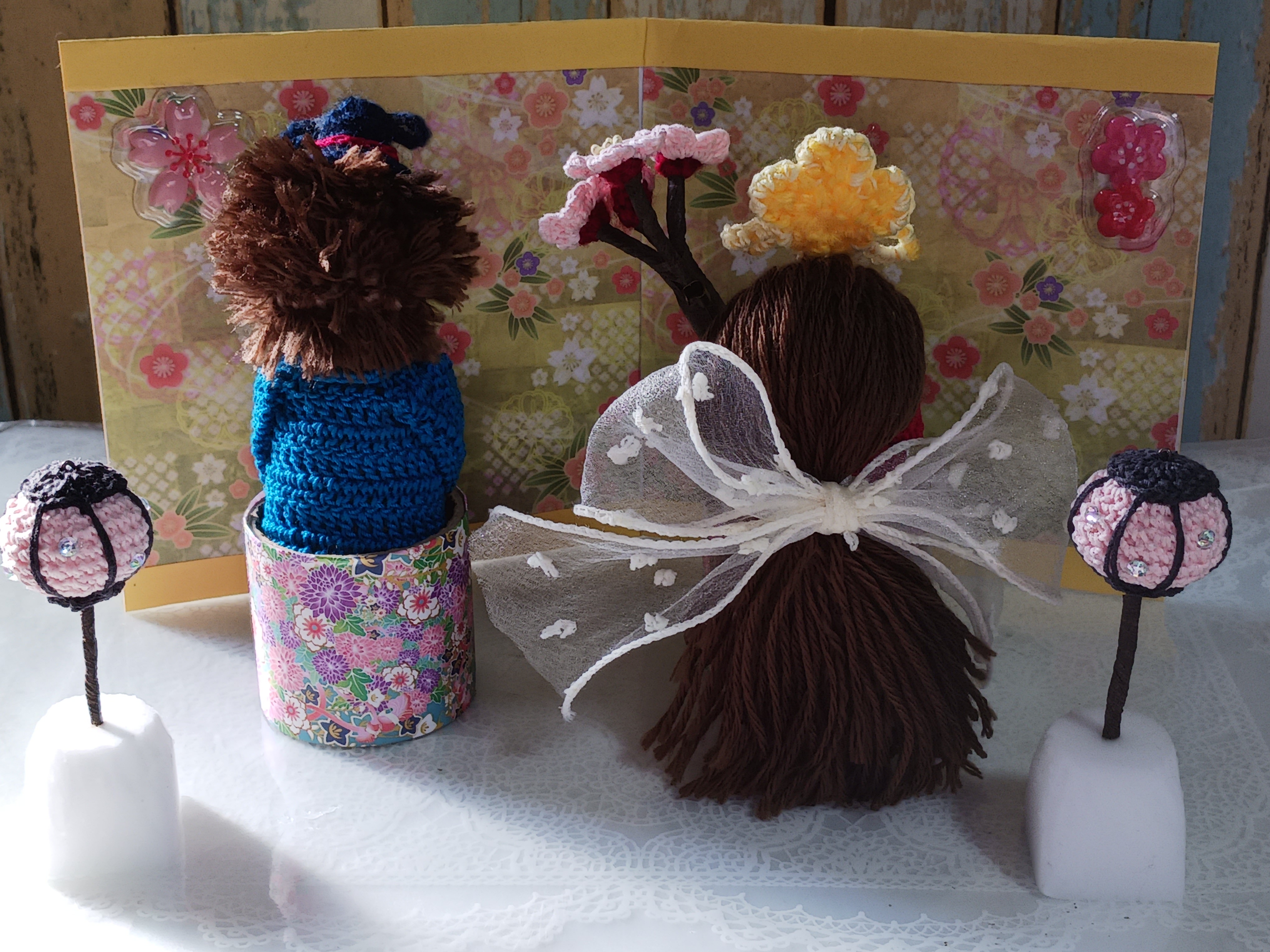 雛飾りセット　あみぐるみ　ハンドメイドの画像