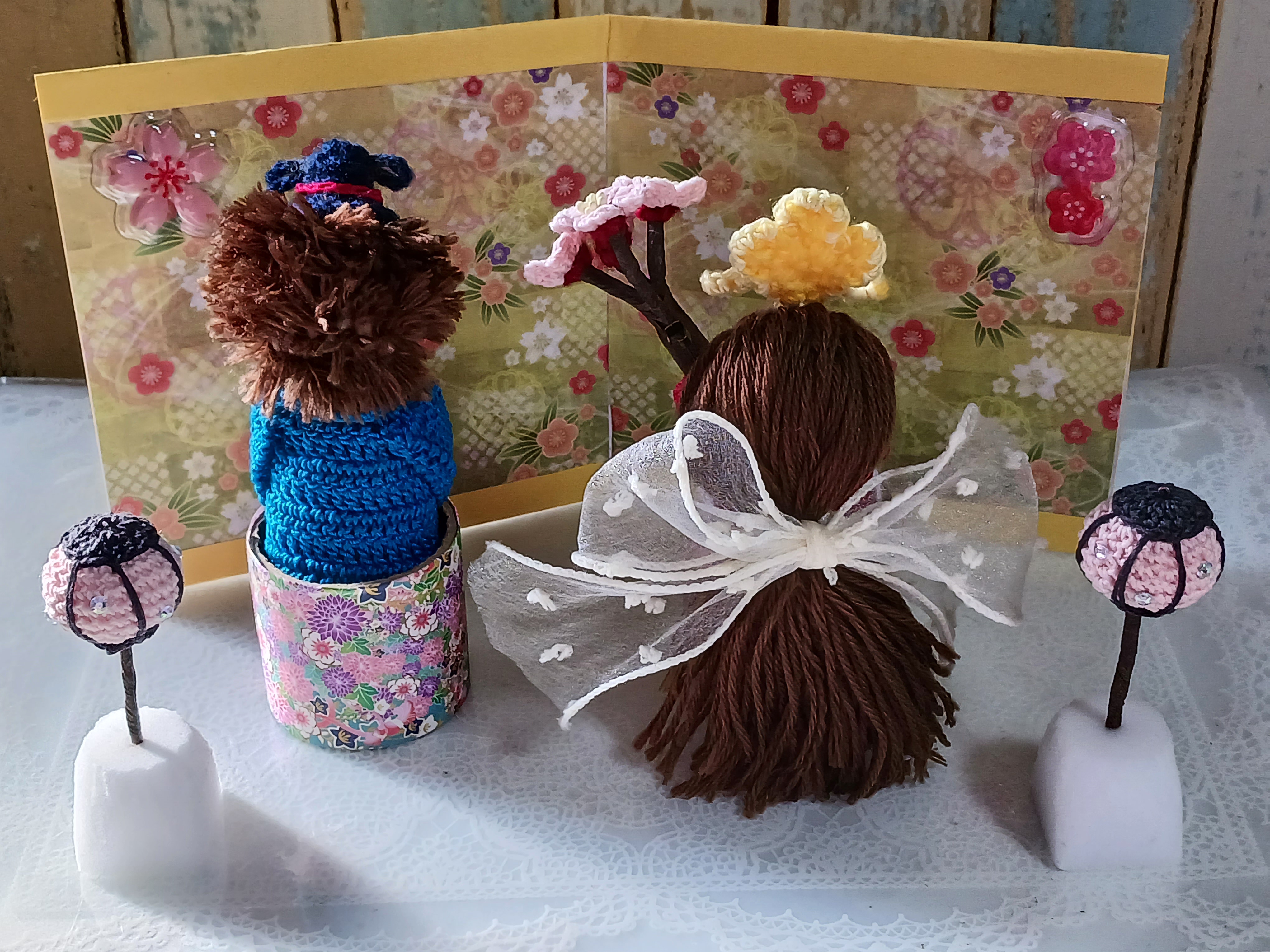 雛飾りセット　あみぐるみ　ハンドメイドの画像