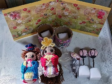 雛飾りセット　あみぐるみ　ハンドメイドの画像