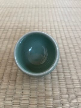 青磁　透かし茶碗の画像