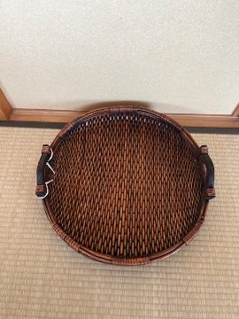古民具　ざる　柿渋色の画像