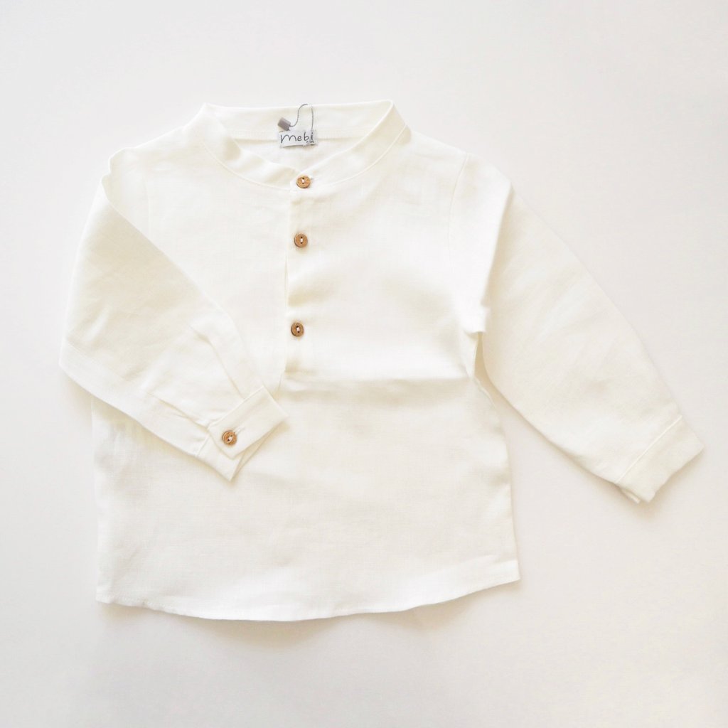 mebi★スタンドカラーリネン長袖シャツ(12m~6A)の画像