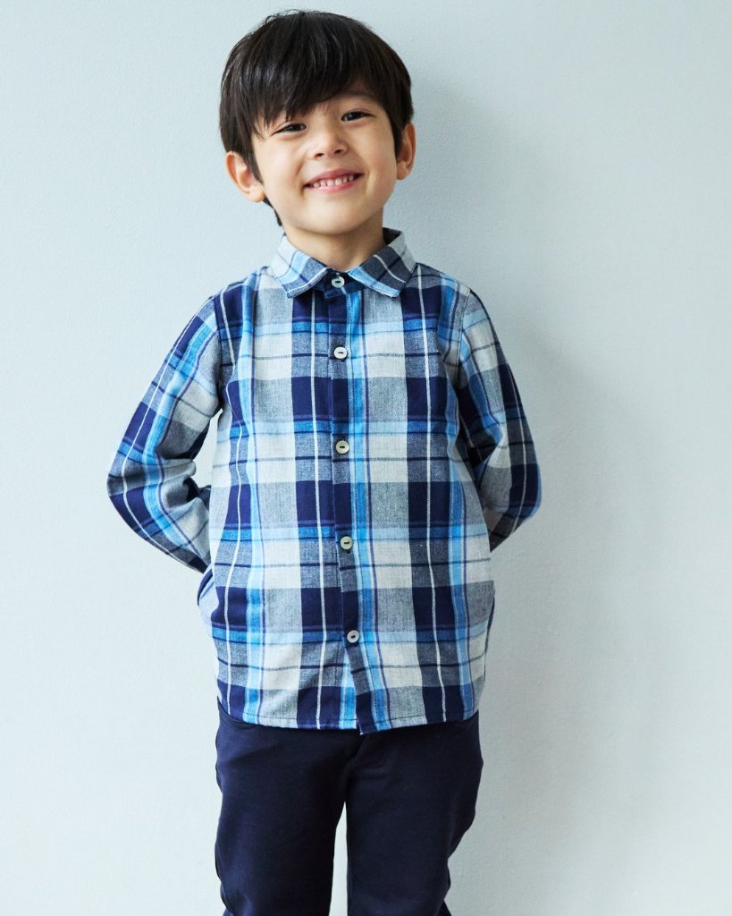 【Left/12m&18m】pi&pa★ウィンターチェックボーイズシャツ(12m~10A)の画像