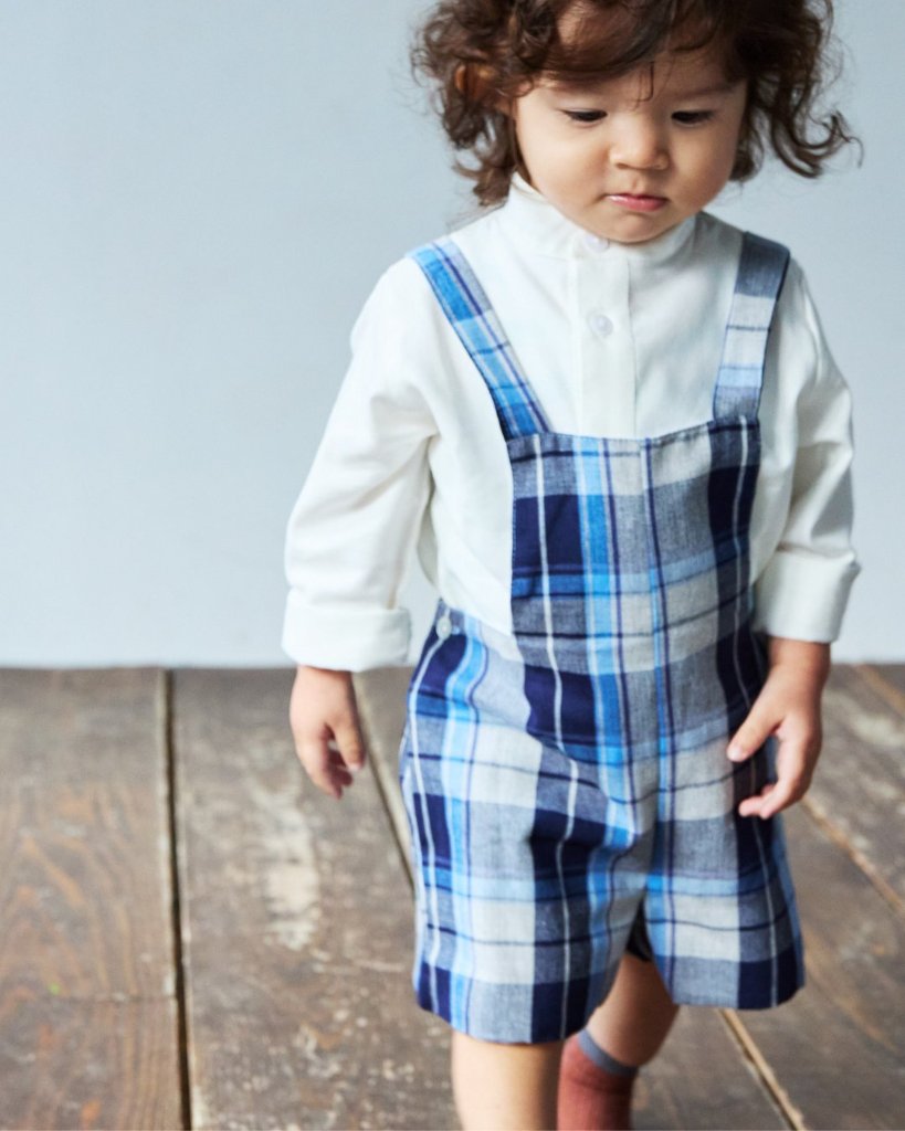 【LAST ONE/3A】pi&pa★ウィンターチェックダンガリー(12m~3y)の画像