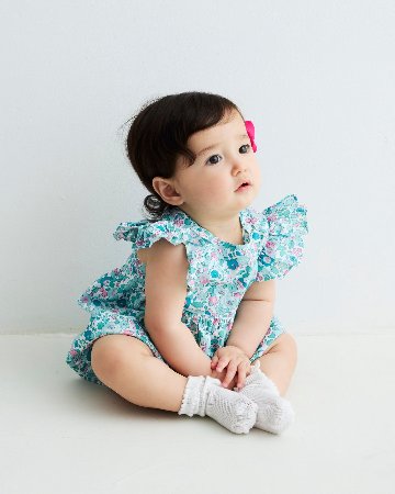 【LAST/18ｍ】Pukatuka★リバティベッツィロンパース(Mint x Pink)(12m~18m)の画像