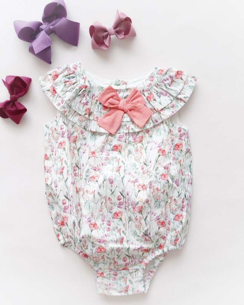 FinaEjerique★フラワーラッフルロンパース(6m~18m)の画像